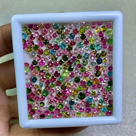 Multi-Color Tourmaline Gemstones, Round Brilliant Cut, Natural Lot
