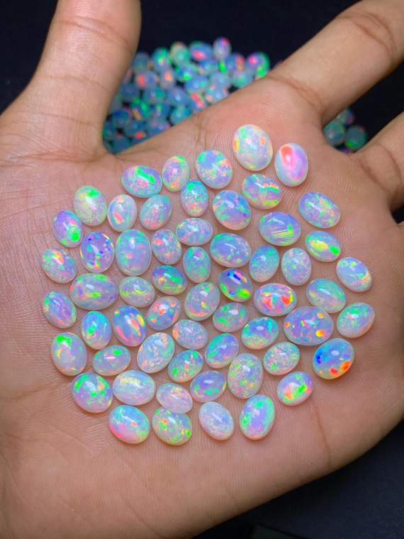 Wholesale Ethiopian Opal Cabochon Lot, Natural Multi Fire Gemstone for Jewelry Making