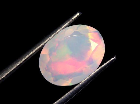 Natural Ethiopian Welo Opal Loose Gemstone: 2.30 CT Oval Faceted Galaxy Fire Opal Stone