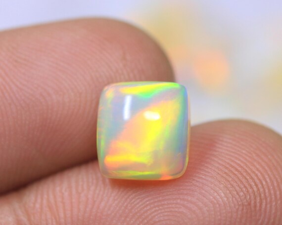 Natural Welo Fire Opal Cabochon, AAA Grade Multicolor Ethiopian Opal Gemstone (2.20 Carat)