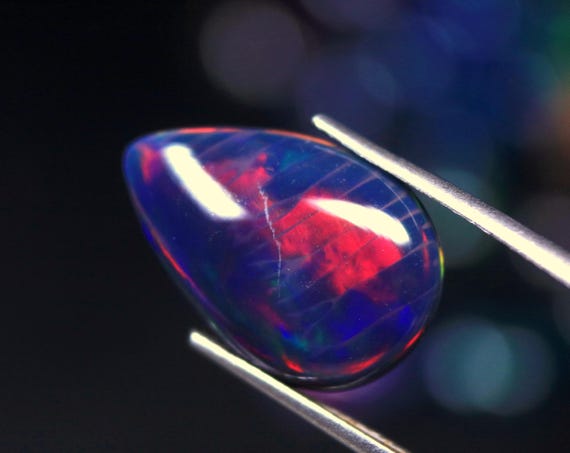 Natural Ethiopian Opal Cabochon, Pear Shape, 4.60 CT Loose Gemstone
