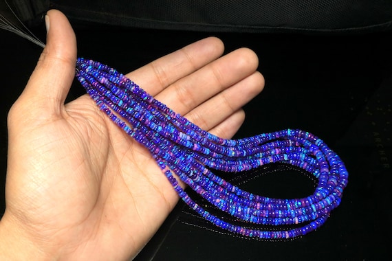 AAA Blue Ethiopian Opal Rondelle Beads: Smooth Gemstone Jewelry