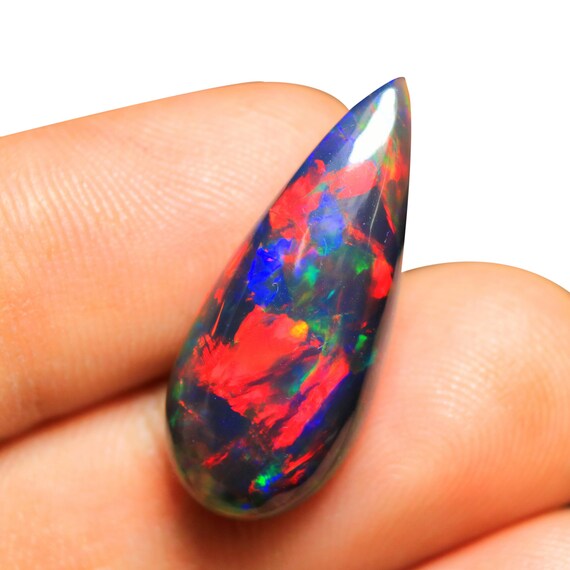Black Opal Cabochon: 8.60 CT Pear Shape Welo Opal Gemstone