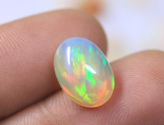 Genuine Opal Cabochon: 3.25 CT Natural Ethiopian Opal Loose Jewelry Gemstone, October Birthstone