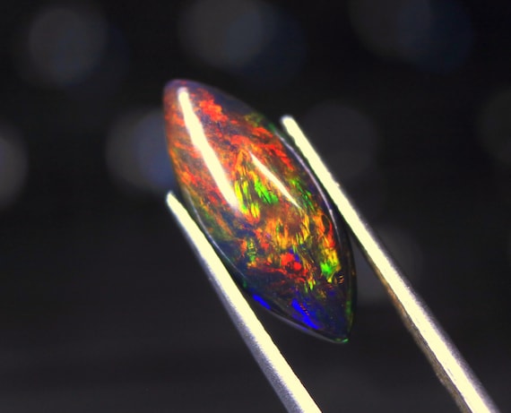 AAA Black Ethiopian Opal Gemstone: 2.95 CT Marquise Welo Opal Cabochon