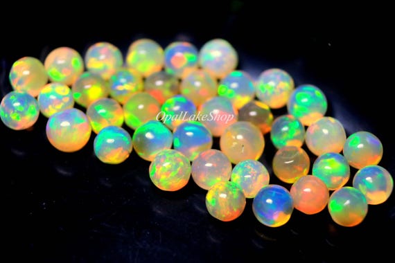 Natural Welo Ethiopian Opal Balls, Multi Flashy Gemstone, October Birthstone