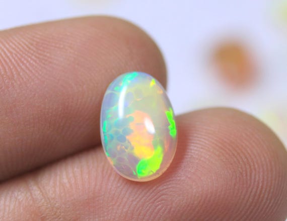 AAA Quality Honeycomb Opal Cabochon: 1.90 CT Natural Ethiopian Opal Loose Gemstone, October Birthstone