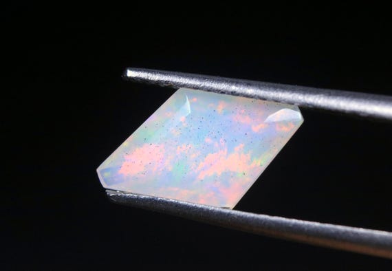 Faceted Welo Opal Gemstone: 1.20 CT Multi Fire Ethiopian Opal Cut Stone