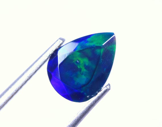 Ethiopian Black Opal Pear: 1.30 CT Faceted Loose Gemstone