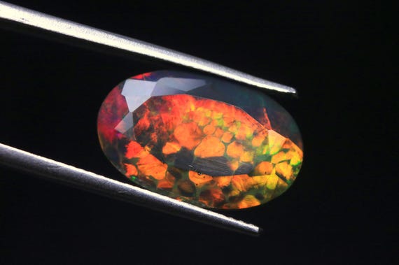 4.80 CT Unique Honeycomb Black Opal Cut Gemstone, Faceted Welo Opal Stone, October Birthstone