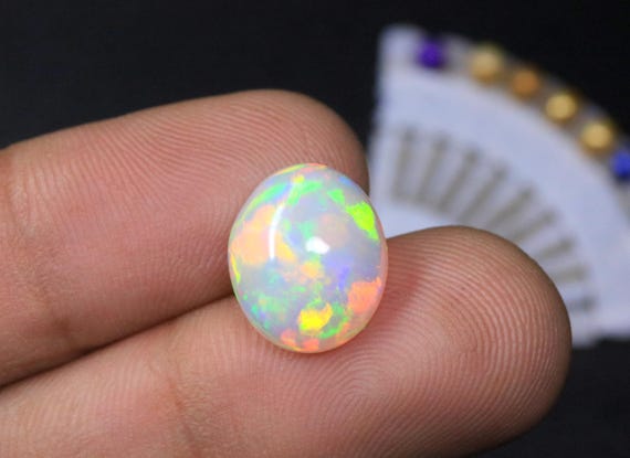 Welo Ethiopian Opal Cabochon, Oval Jelly Gemstone, Polished Loose Opal Stone (13.50x11x7.30 MM)