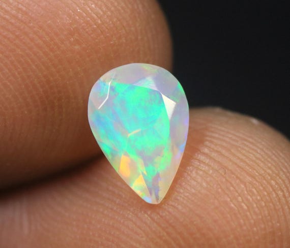 Natural Opal Gemstone: 1 Carat Faceted Ethiopian Opal Loose Stone, October Birthstone