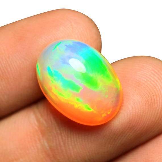 Ethiopian Welo Opal Cabochon: 8.95 CT Oval Fire Opal Gemstone