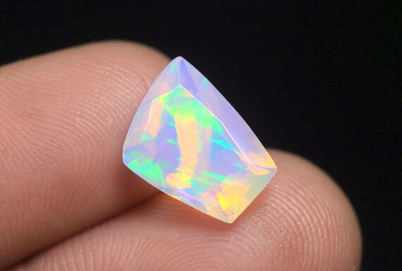 Octagon Ethiopian Opal Gemstone: 3.00 CT Natural Multi Fire Opal Loose Stone Jewelry Making