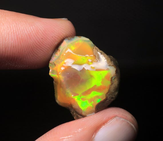 AAA Crystal Fire Ethiopian Opal Rough, 22.85 CT Welo Opal Gemstone