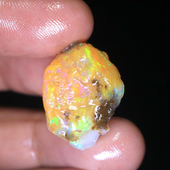 Ethiopian Welo Opal Raw Specimen: 19.50 CT Rainbow Fire Gemstone