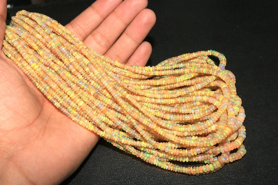 Ethiopian Welo Opal Beads: Rondelle Fire Opal Gemstone Strand (3-5mm)