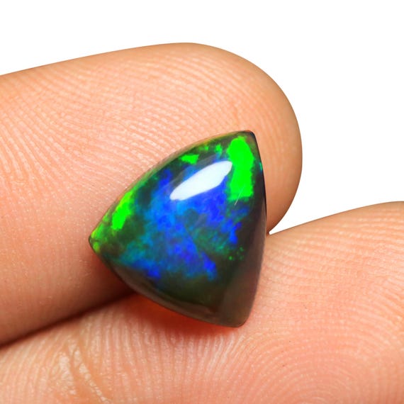 Trillion Ethiopian Opal Cabochon: Multi Fire Black Opal Gemstone, 2.15 CT