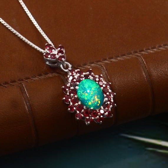 Christmas Sale Raw Organic Green Natural Ethiopian Opal Crystal Dainty Pendant Necklace, Handmade Jewelry, Healing Crystals, 925 Silver