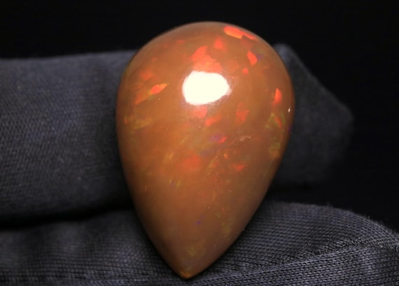 Opal Cabochon: 23.35 CT Multi Fire Ethiopian Gemstone For Jewelry, Natural Opal Birthstone