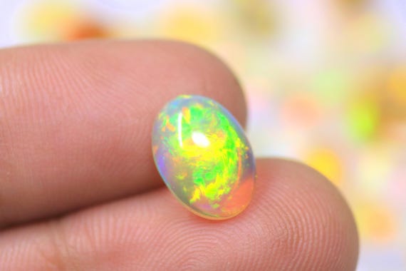 Ethiopian Welo Opal Cabochon, 2.00 Carat AAA Grade Multi Fire Opal Loose Gemstone