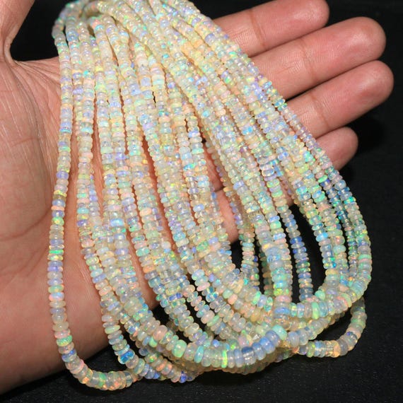 Multi Fire Ethiopian Opal Rondelle Beads: AAA Grade Welo Opal Strand (3-5mm)