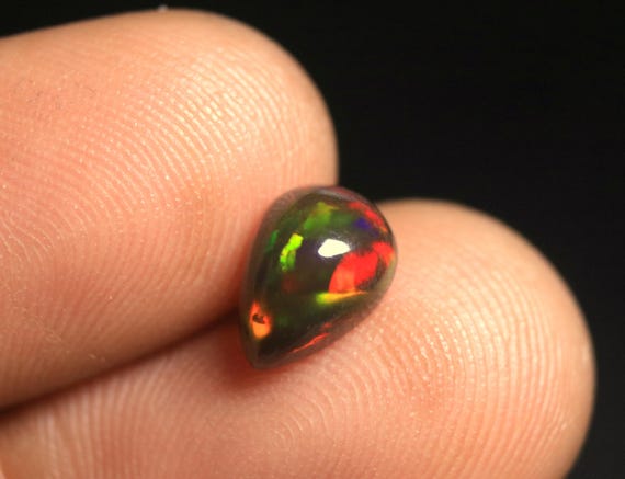 Black Opal Cabochon: 0.90 Carat Natural Multi Fire Ethiopian Welo Opal Loose Gemstone