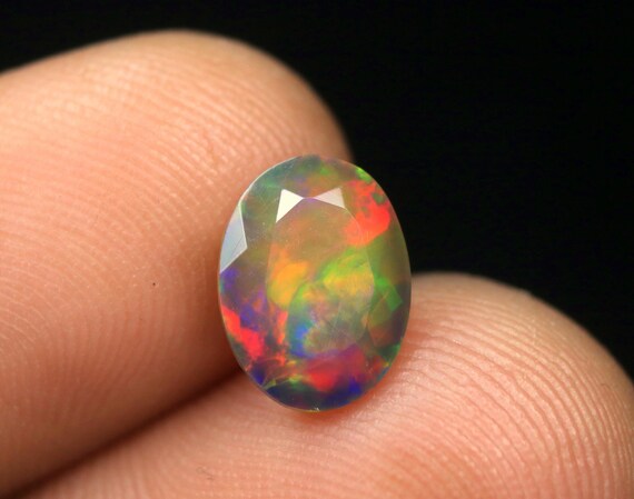 Rainbow Ethiopian Opal Gemstone 1.25 Carat Natural Fire Welo Opal Faceted Cut Stone