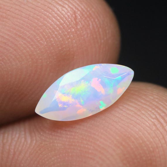 Natural Opal Gemstone: 1 Carat Faceted Ethiopian Opal Loose Stone, October Birthstone
