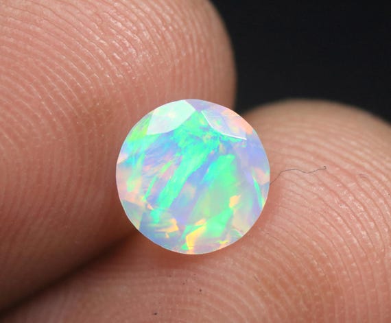 Natural Opal Gemstone: 0.70 Carat Faceted Ethiopian Opal Loose Stone, October Birthstone