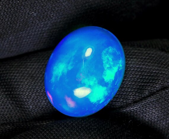 Paraiba Fire Ethiopian Opal Cabochon, AAA Grade Welo Opal Gemstone (3.70 CT, 12x10x6 MM)