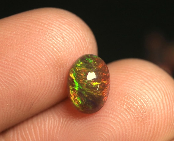 Black Ethiopian Opal Cabochon: 0.75 CT Galaxy Fire Welo Opal Loose Stone For Jewelry