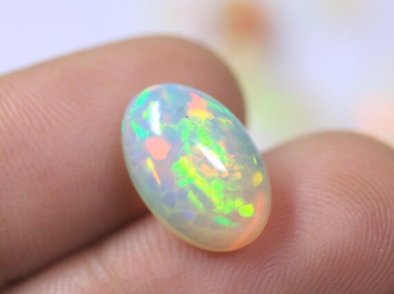 Wholesale Fire Opal Cabochon: 4.30 CT Rainbow Color Ethiopian Opal Gemstone For Jewelry Making