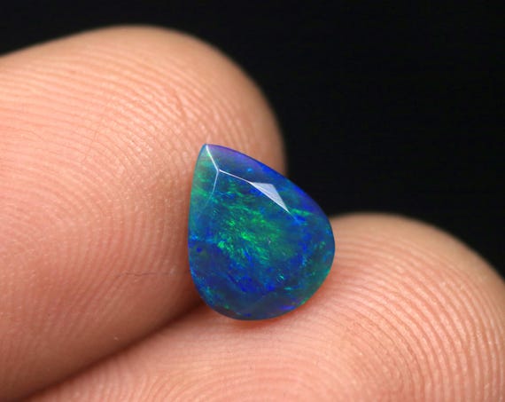 Ethiopian Black Opal Faceted Gemstone, 0.50 CT Natural Play of Color Opal Jewelry Stone