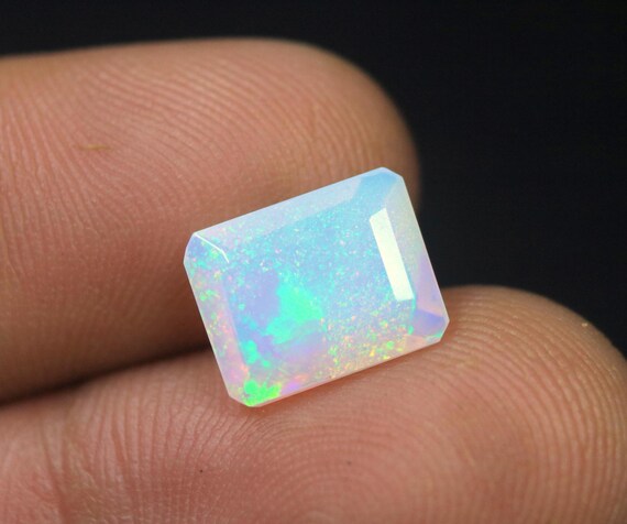 Faceted Natural Ethiopian Opal, Fancy Cut Loose Gemstone (10.5x8.5x5 MM)