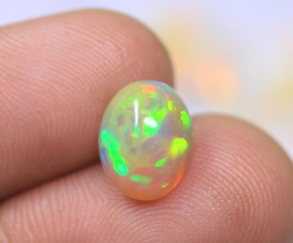 Natural Welo Fire Opal Cabochon, AAA Grade Unique Color Ethiopian Opal Gemstone (1.85 Carat)