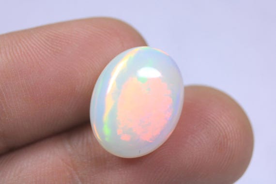 Natural Fire Opal Cabochon: 6.50 Carat Ethiopian White Opal Loose Gemstone For Making Jewelry