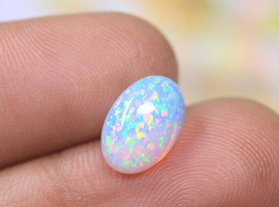 Genuine Colorful Opal Cabochon, 1.95 Carat Natural Fire Ethiopian Opal Gemstone For Jewelry