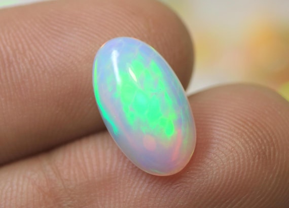 Natural Fire Opal Oval Cabochon: 3.40 CT Multicolor Jelly Opal Loose Gemstone For Jewelry