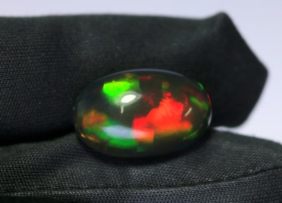 Ethiopian Black Opal Cabochon: 7.75 CT Welo Opal Gemstone, 18.60x12x7.40 MM