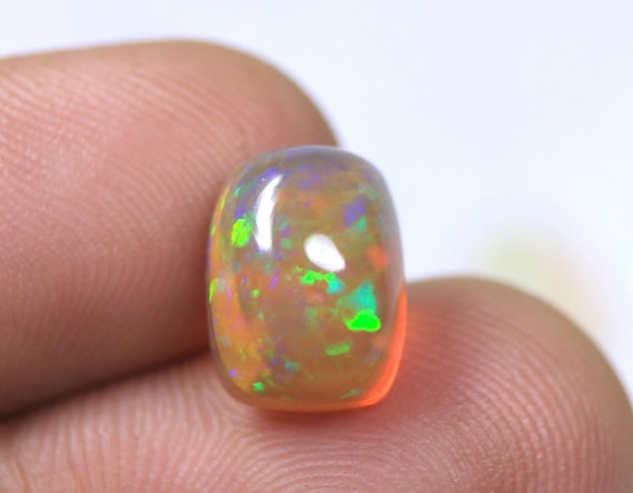 AAA Quality Brown Opal Cabochon: 3.45 CT Natural Ethiopian Opal Loose Gemstone, October Birthstone