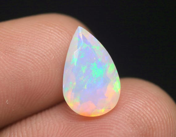 2.50 CT Natural Fire Welo Opal Loose Gemstone, Pear Ethiopian Opal Stone 13.40x8.50x5.80 MM