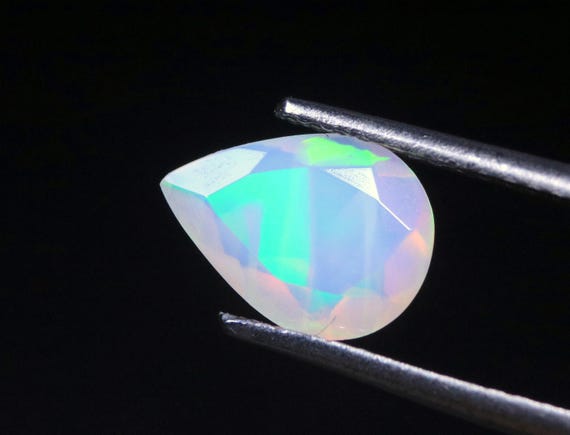 Natural Ethiopian Welo Opal Faceted Cut Stone, 0.80 Carat AAA Grade Pear Cut Gemstone