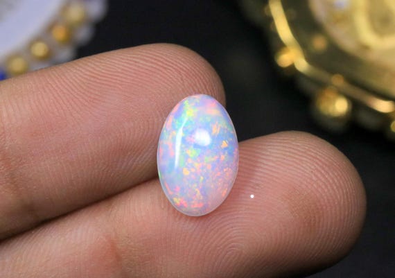 Welo Ethiopian Opal Cabochon, Oval Jelly Gemstone, Polished Loose Opal Stone (2.20 CT)