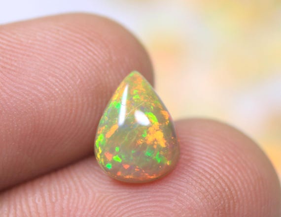 AAA+ Quality Natural Fire Opal Cabochon, 1.65 Carat Brown Ethiopian Opal Gemstone For Jewelry