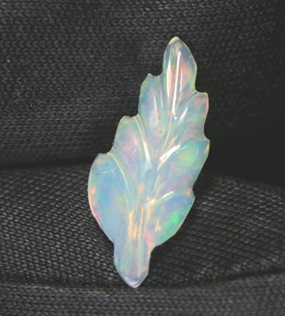 Carved Ethiopian Opal Leaf Stone: 1.10 CT Jewelry Making Gemstone