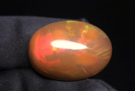 Opal Cabochon: 16.35 CT Multi Fire Ethiopian Gemstone For Jewelry, Natural Opal Birthstone