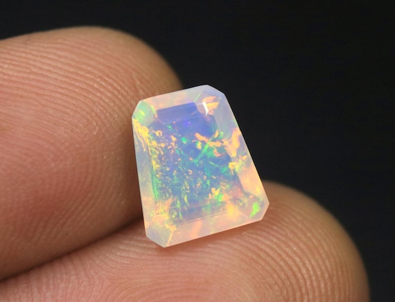 Natural Opal Gemstone: 1.70 Carat Faceted Ethiopian Opal Loose Stone, October Birthstone