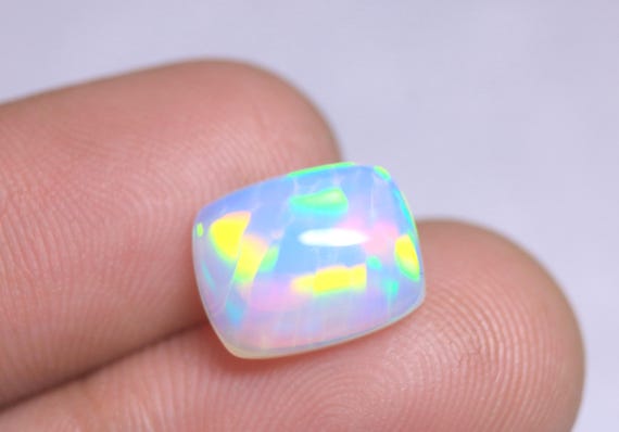 Natural Ethiopian Welo Opal Cabochon, 3.40 CT Cushion Crystal Gemstone
