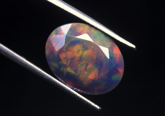 5.35 CT Honeycomb Ethiopian Black Opal Cut Gemstone, Natural Stone, Faceted Flashy Welo Opal